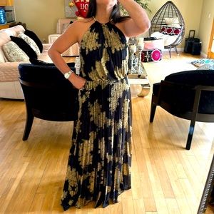 Brand new dress black and gold with gold necklace